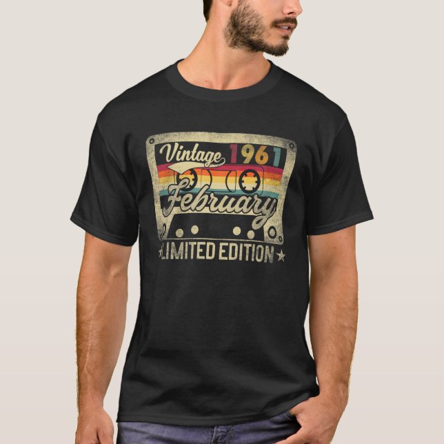 Februar 1961 Limited Edition 61St Birthday Gift V T-Shirt (Vorderseite)