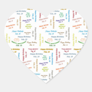 Februar, 19 Geburtstagsticker Herz-Aufkleber