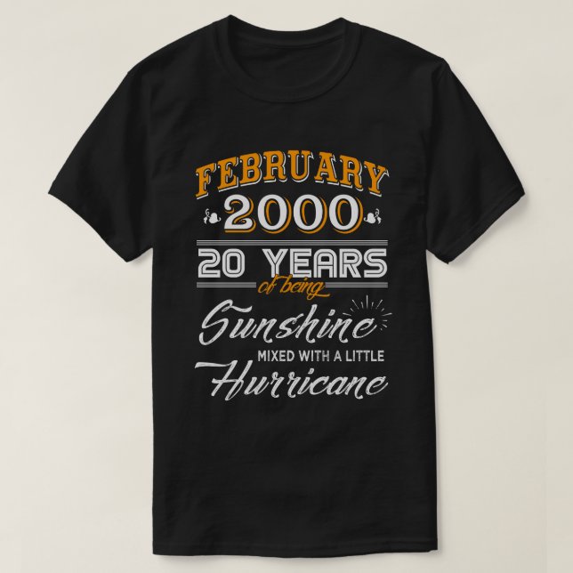 Februar 2000 20 Jahre Hochzeitsgeschenke T-Shirt (Design vorne)