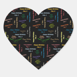 Februar, 2 Geburtstagsticker Herz-Aufkleber