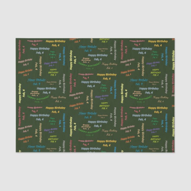 Februar, 4. Geburtstag, Gewebepapier Seidenpapier (Vorderseite)