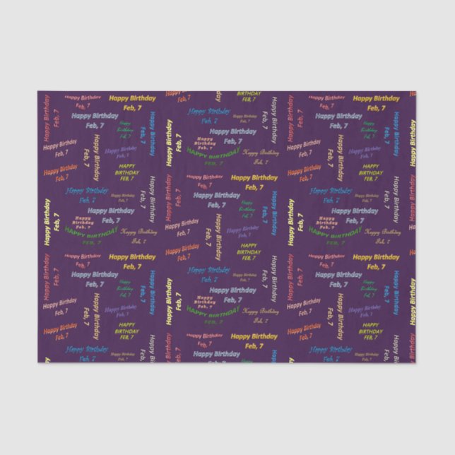 Februar, 7 Geburtstag, Gewebepapier Seidenpapier (Vorderseite)