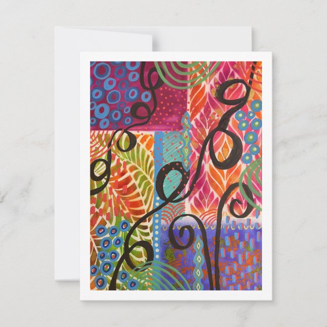 Februar Abstrakt mit Stift-Notizkarte Mitteilungskarte (Vorderseite)