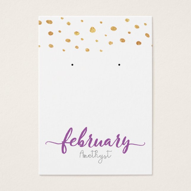 Februar Amethyst Birthstone Earring Card (Vorderseite)
