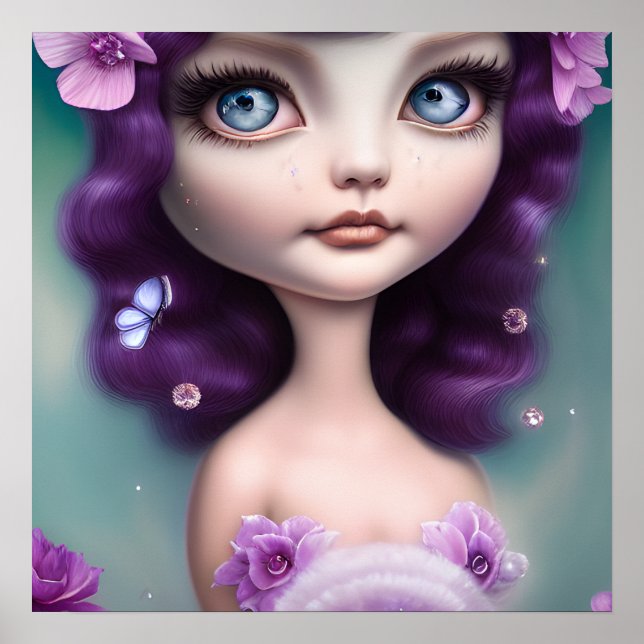 Februar Amethyst Lila Girl Poster (Vorne)