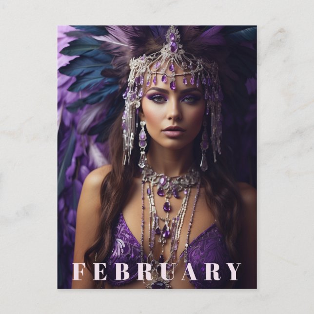 *~* FEBRUAR AP53 Headdress Boho AMETHYST Postkarte (Vorderseite)