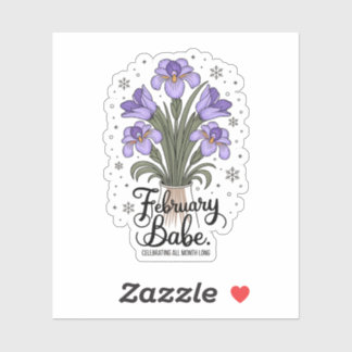 Februar Babe Geburtstag Violet & Iris Blume Aufkleber