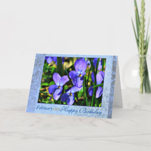 Februar Beautiful Blue Violets Geburtstag Karte