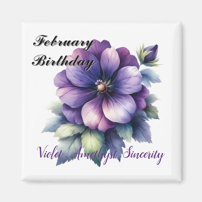 Februar Birthstone Amethyst und Violets Magnet (Vorne)