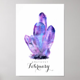 Februar Birthstone - Amethyst Watercolor   Poster