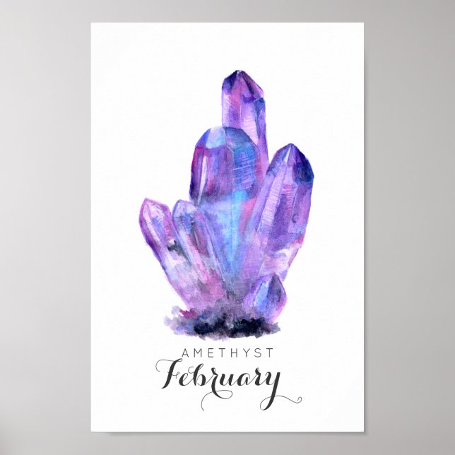 Februar Birthstone - Amethyst Watercolor | Poster (Vorne)