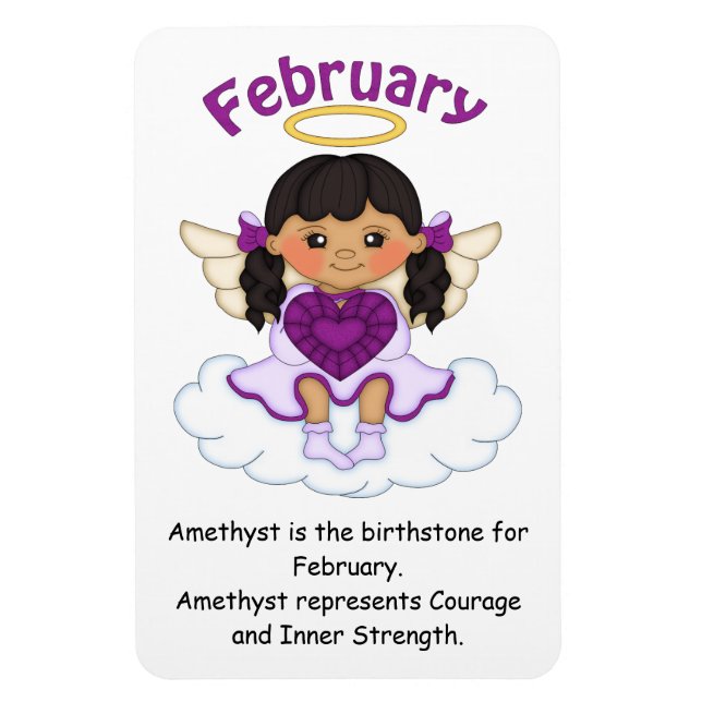 Februar Birthstone Angel Black Premium Magnet (Vertikal)