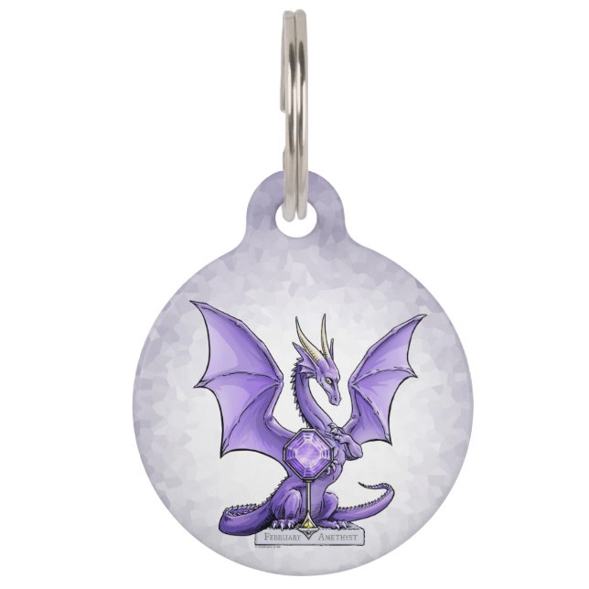 Februar Birthstone Dragon - Amethyst Haustiermarke (Vorderseite)