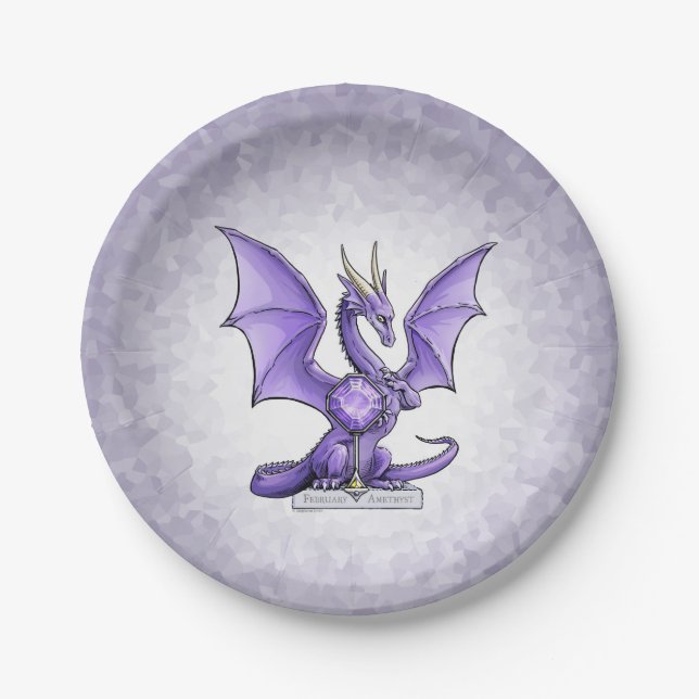Februar Birthstone Dragon - Amethyst Pappteller (Vorderseite)