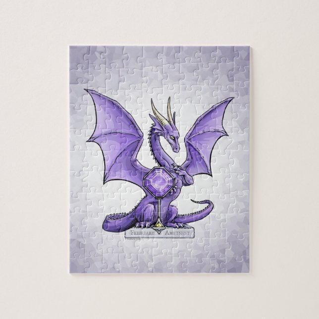 Februar Birthstone Dragon - Amethyst Puzzle (Vertikal)
