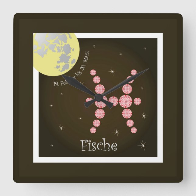 Februar bis 20. März Quadratische Wanduhr (Vorderseite)