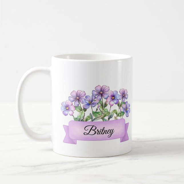Februar Blume Custom Violet Kaffeetasse (Links)