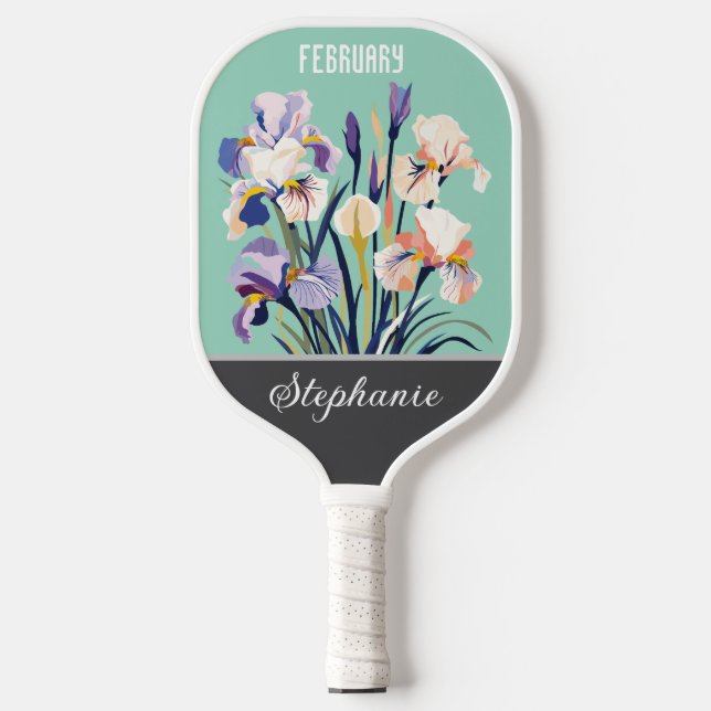Februar Blume Individuelle Name Pickleball Schläger (Vorderseite)