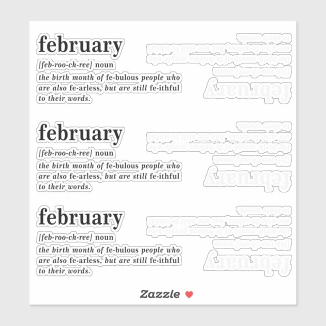 Februar Definition Geburtstag Aufkleber (Blatt)