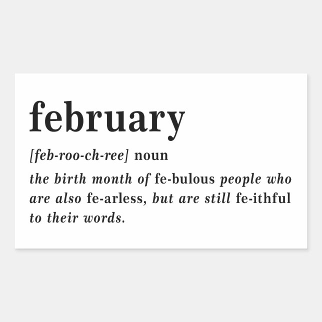 Februar Definition Geburtstag Rechteckiger Aufkleber (Vorderseite)