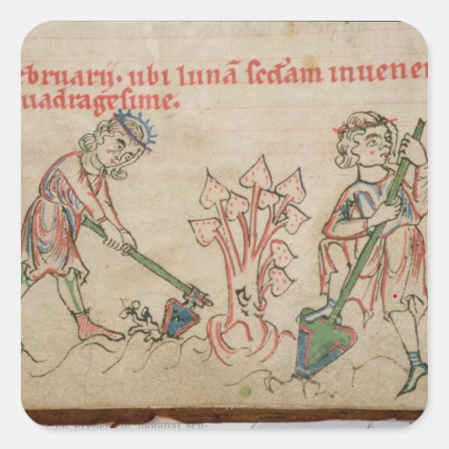 Februar: Feierlichkeiten Quadratischer Aufkleber (Vorderseite)