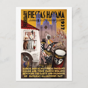 Februar Fiestas in Havana Vintage Poster Postkarte