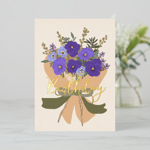 Februar-Geburtsblume Lila Veilchen Blumen Folien Feiertagskarte
