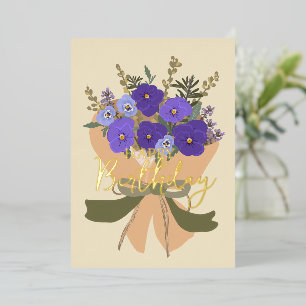 Februar-Geburtsblume Lila Veilchen Floral Folien Feiertagskarte