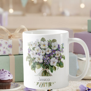 Februar-Geburtsblumen-Geburtstags-Tasse Veilchen Kaffeetasse