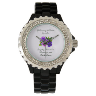Februar Geburtsmonat Blume Violet Delicate Armbanduhr