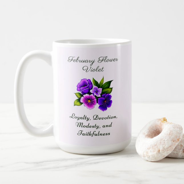 Februar Geburtsmonat Blume Violet Delicate Kaffeetasse (Mit Donut)