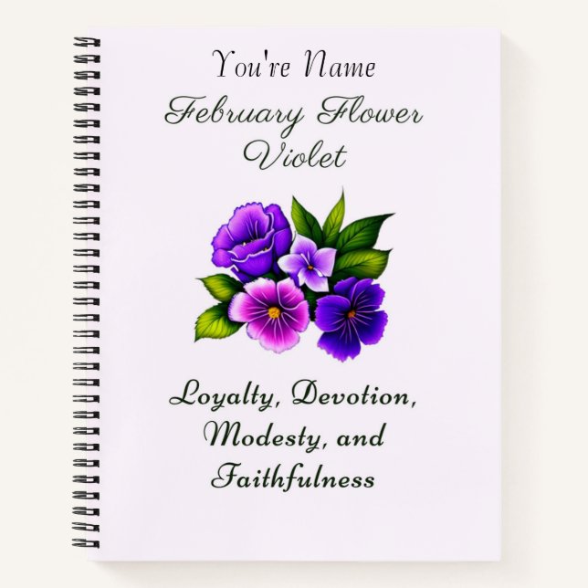 Februar Geburtsmonat Blume Violet Delicate Notizbuch (Vorderseite)