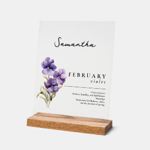 Februar Geburtsmonat Blume Violet Personalisiert Acrylschild