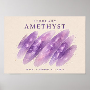 Februar Geburtsstein Amethyst Kunst A4 Poster