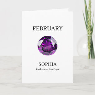 Februar Geburtsstein Geburtstagsname Amethyst Karte