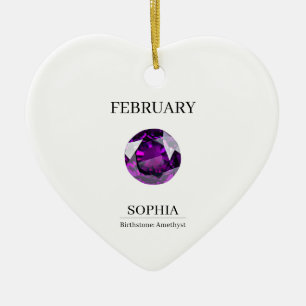 Februar Geburtsstein Geburtstagsname Amethyst Keramik Ornament