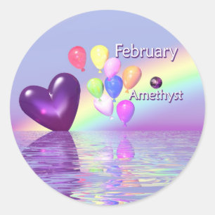 Februar Geburtstag Amethyst Herz Runder Aufkleber