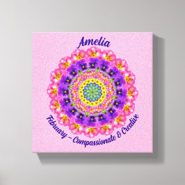 Februar Geburtstag Blume Personalisiert Mandala Ze Leinwanddruck