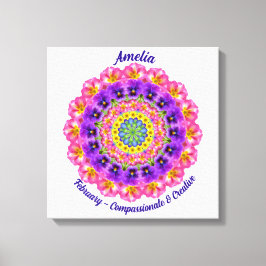 Februar Geburtstag Blume Personalisiert Mandala Ze Leinwanddruck