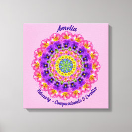 Februar Geburtstag Blume Personalisiert Mandala Ze Leinwanddruck