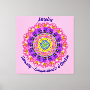 Februar Geburtstag Blume Personalisiert Mandala Ze Leinwanddruck