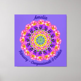 Februar Geburtstag Blume Personalisiert Mandala Ze Leinwanddruck