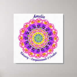 Februar Geburtstag Blume Personalisiert Mandala Ze Leinwanddruck