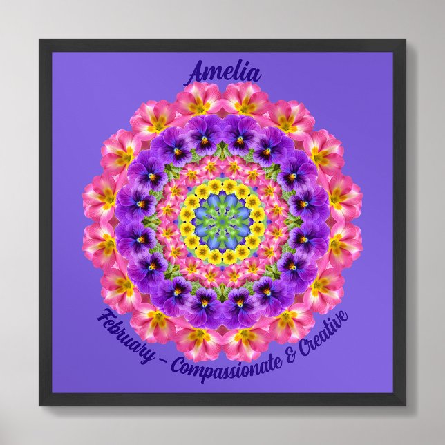 Februar Geburtstag Blume Zitat Kinder Kinderzimmer Poster (Framed February Birth Month Flower Nursery Kids Poster)