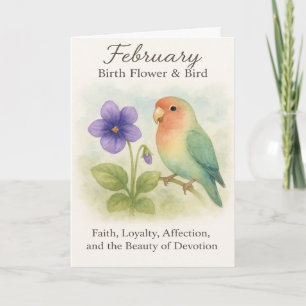 Februar Geburtstag Christlich Floral Liebesvogel Karte