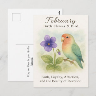 Februar Geburtstag Christlich Floral Liebesvogel Postkarte