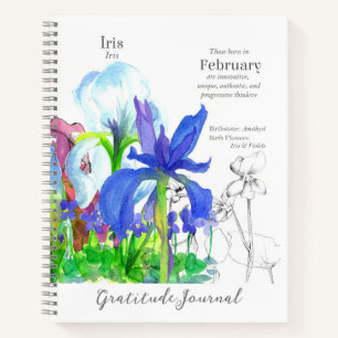 Februar Geburtstag Iris Blume Dankeschön Journal Notizbuch