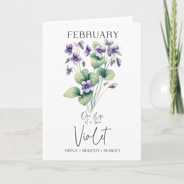 Februar Geburtstag Monat Blume Violet Karte (Vorderseite)