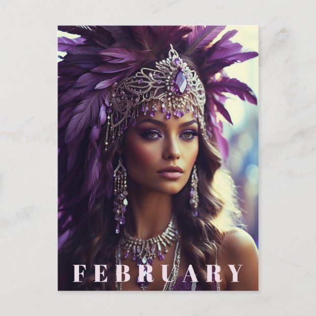 *~* FEBRUAR Headdress AP53 Boho AMETHYST Postkarte (Vorderseite)