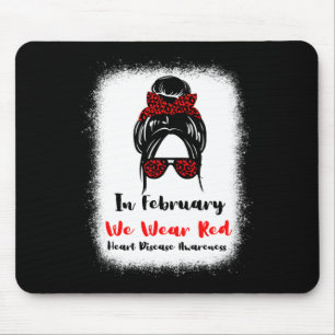 Februar Heart Health Go Red Messy Bun Frauen Mousepad